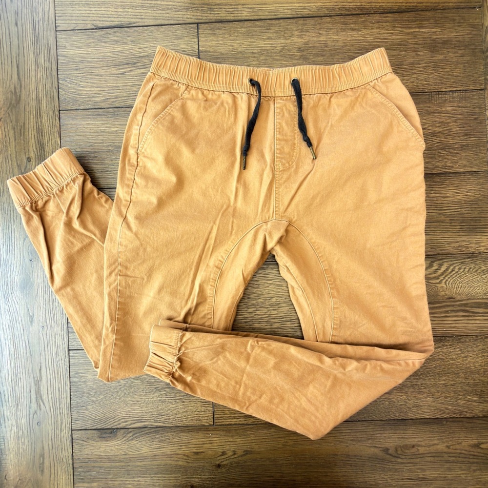 Italy Morn Sunrise Mens Tobacco Brown Cotton Twill Jogger Pants Size M